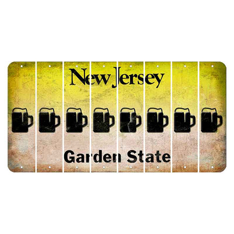 New Jersey Yellow Garden State Cut License Plate Strips (Set of 8) Beer Mug