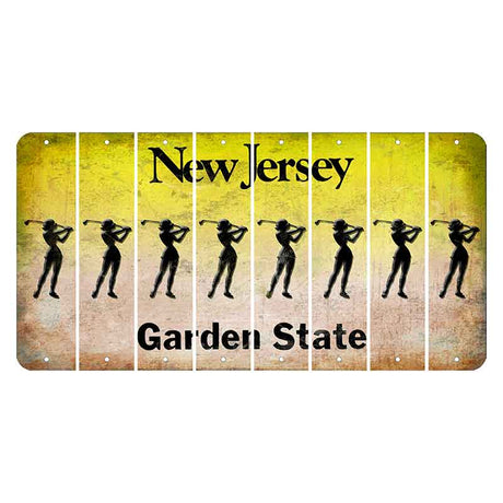 New Jersey Yellow Garden State Cut License Plate Strips (Set of 8) Female Golfer