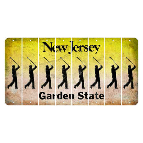 New Jersey Yellow Garden State Cut License Plate Strips (Set of 8) Male Golfer