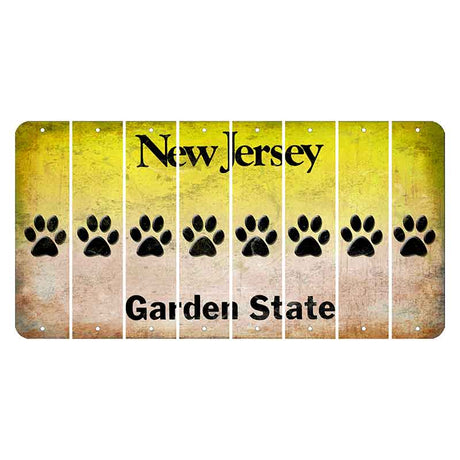 New Jersey Yellow Garden State Cut License Plate Strips (Set of 8) Dog Paw