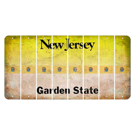 New Jersey Yellow Garden State Cut License Plate Strips (Set of 8) State Flag