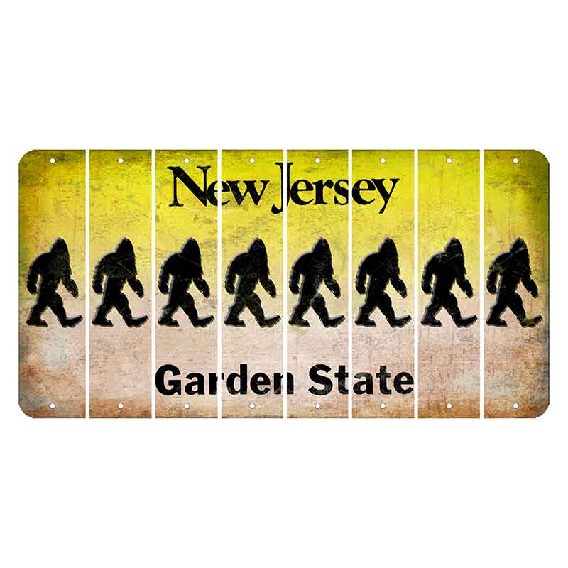 New Jersey Yellow Garden State Cut License Plate Strips (Set of 8) Bigfoot