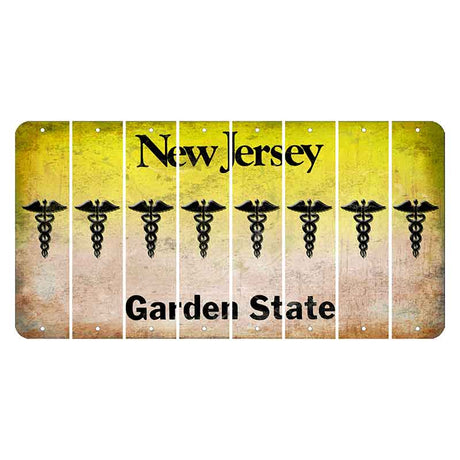 New Jersey Yellow Garden State Cut License Plate Strips (Set of 8) Caduceus