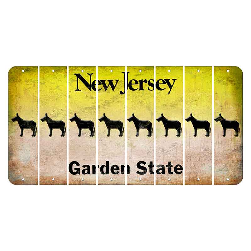 New Jersey Yellow Garden State Cut License Plate Strips (Set of 8) Donkey