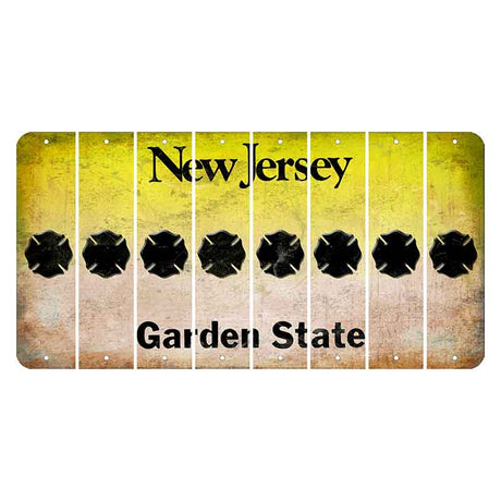 New Jersey Yellow Garden State Cut License Plate Strips (Set of 8) Fire Badge