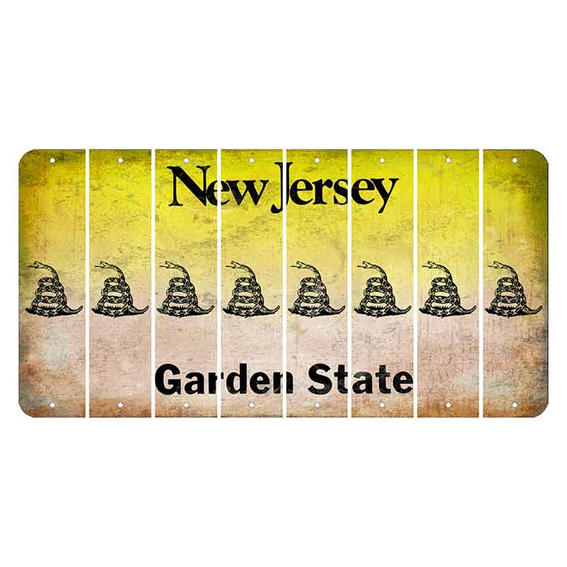 New Jersey Yellow Garden State Cut License Plate Strips (Set of 8) Gadsden