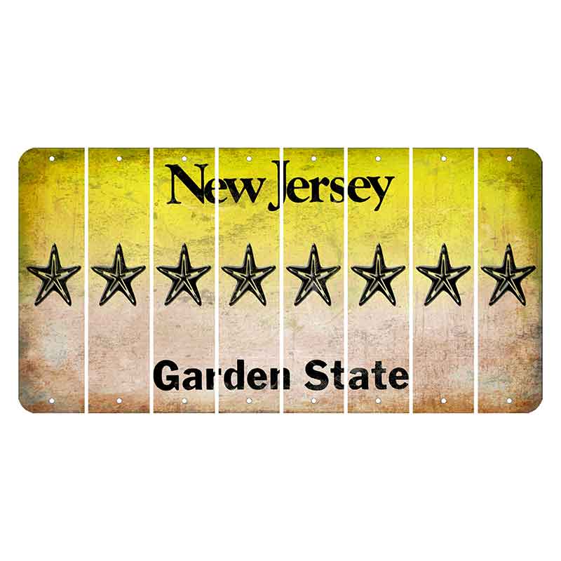 New Jersey Yellow Garden State Cut License Plate Strips (Set of 8) Star Fish