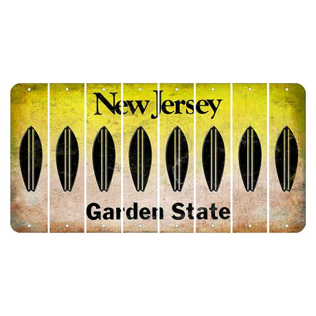 New Jersey Yellow Garden State Cut License Plate Strips (Set of 8) Surfboard