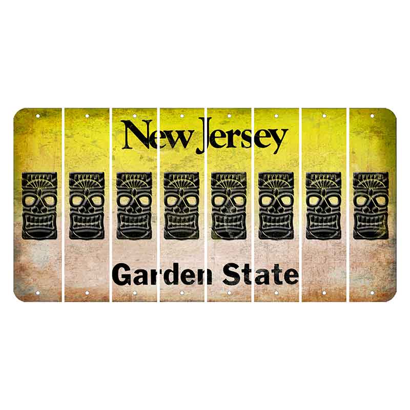 New Jersey Yellow Garden State Cut License Plate Strips (Set of 8) Tiki