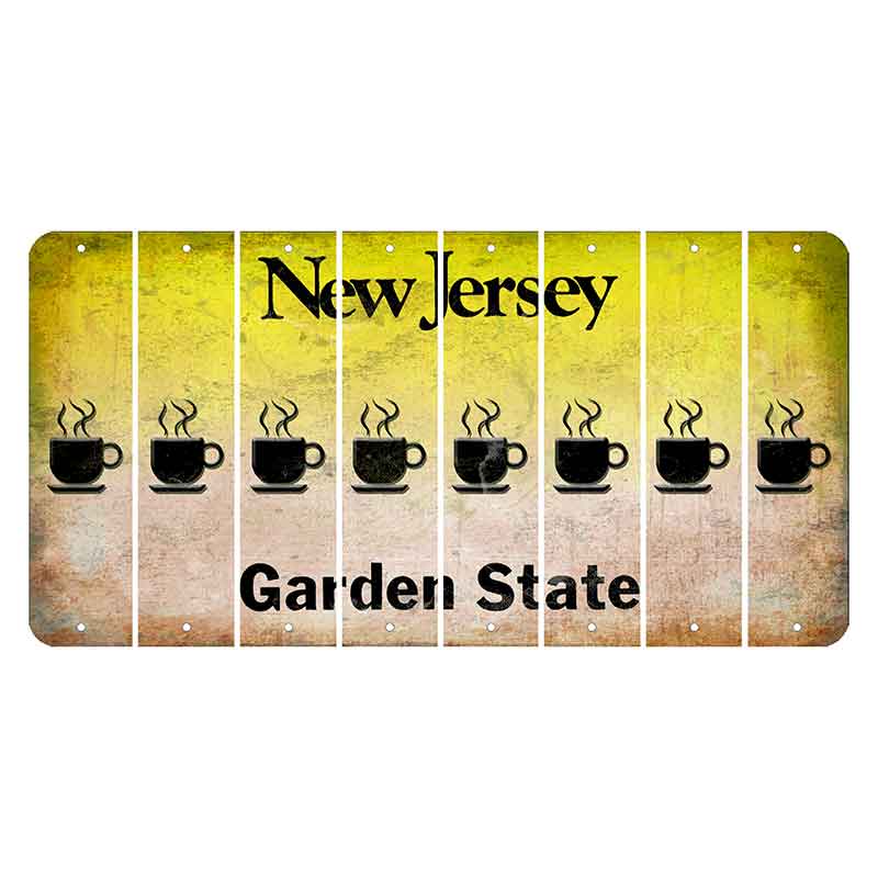 New Jersey Yellow Garden State Cut License Plate Strips (Set of 8) Coffee Mug