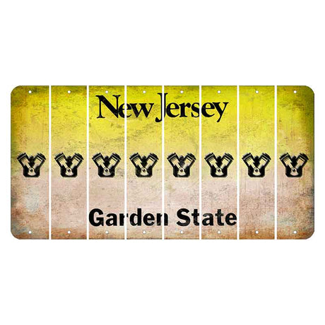 New Jersey Yellow Garden State Cut License Plate Strips (Set of 8) Engine