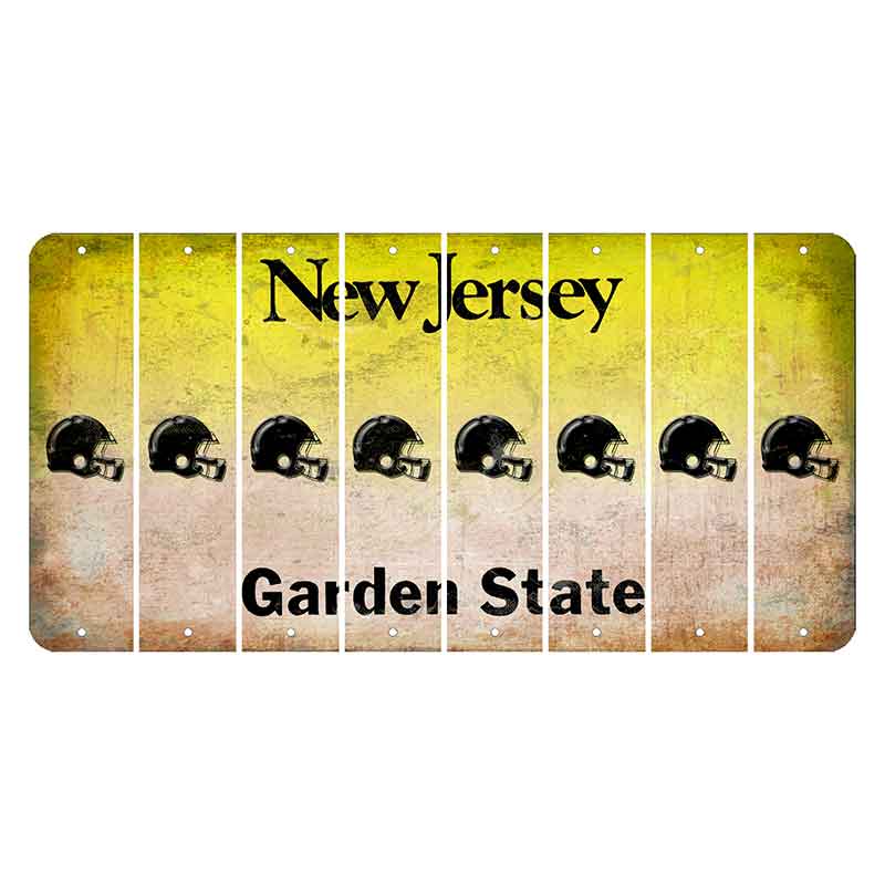 New Jersey Yellow Garden State Cut License Plate Strips (Set of 8) Football Helmet