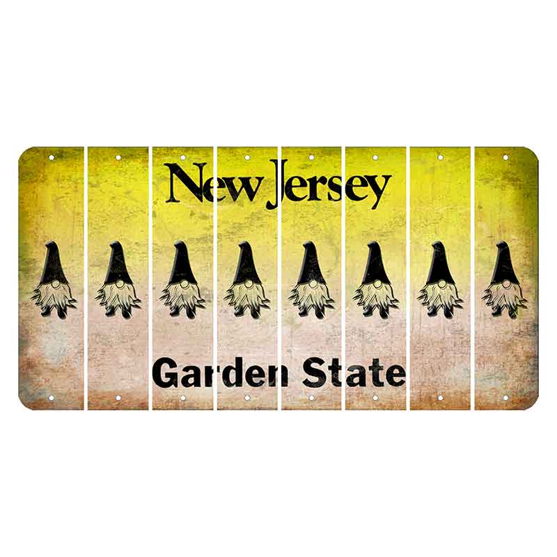 New Jersey Yellow Garden State Cut License Plate Strips (Set of 8) Gnome