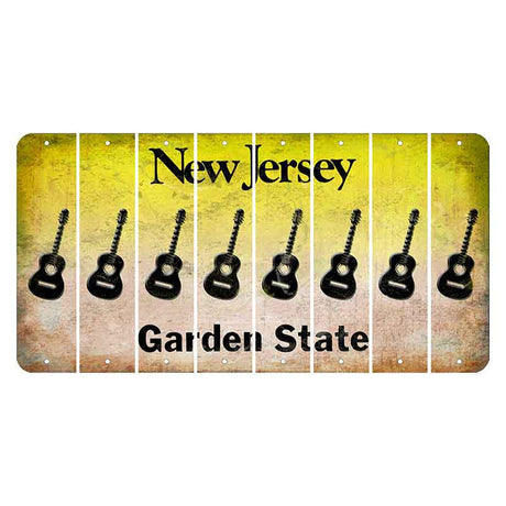 New Jersey Yellow Garden State Cut License Plate Strips (Set of 8) Guitar