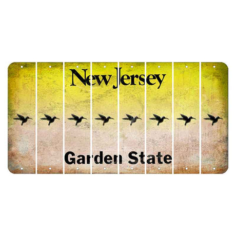 New Jersey Yellow Garden State Cut License Plate Strips (Set of 8) Hummingbird