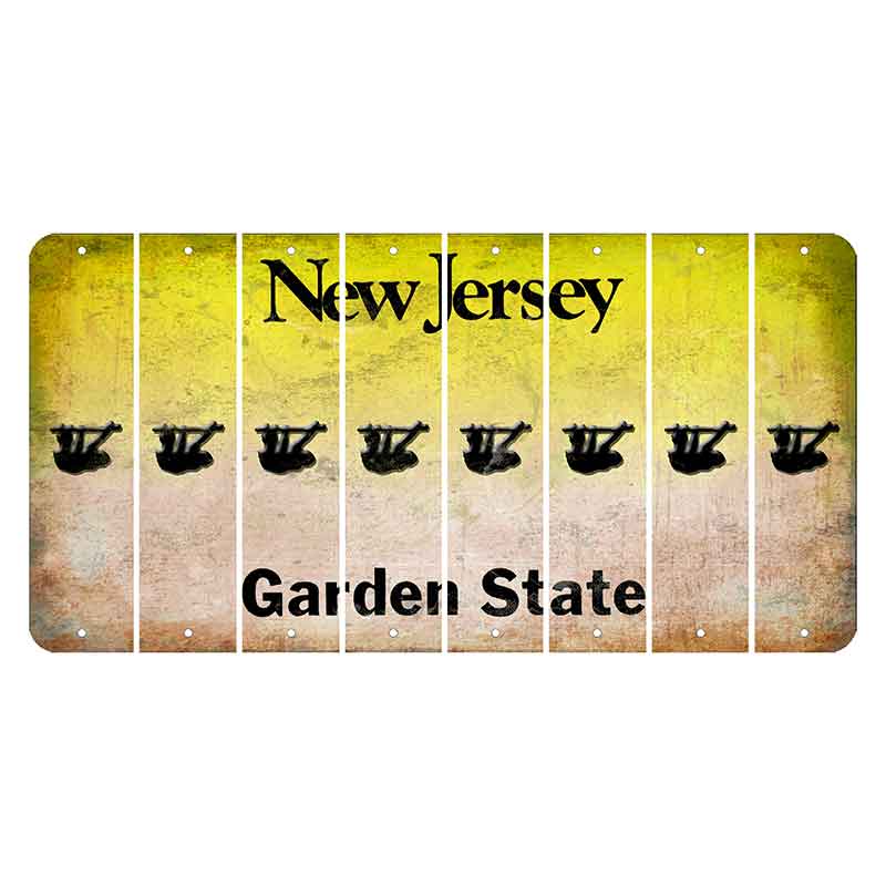 New Jersey Yellow Garden State Cut License Plate Strips (Set of 8) Sloth