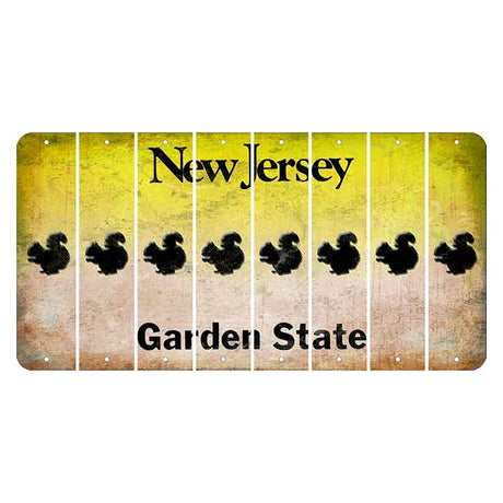 New Jersey Yellow Garden State Cut License Plate Strips (Set of 8) Squirrel