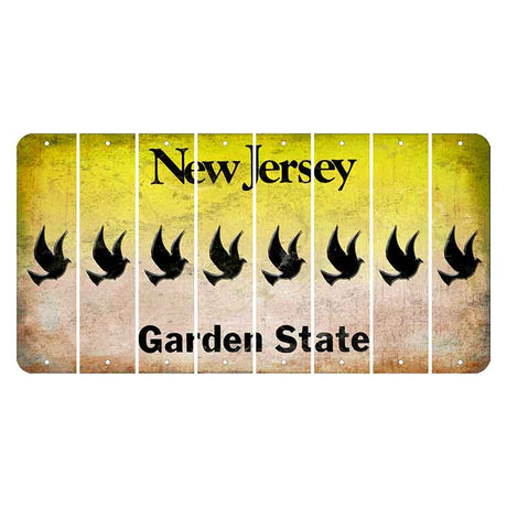 New Jersey Yellow Garden State Cut License Plate Strips (Set of 8) Dove