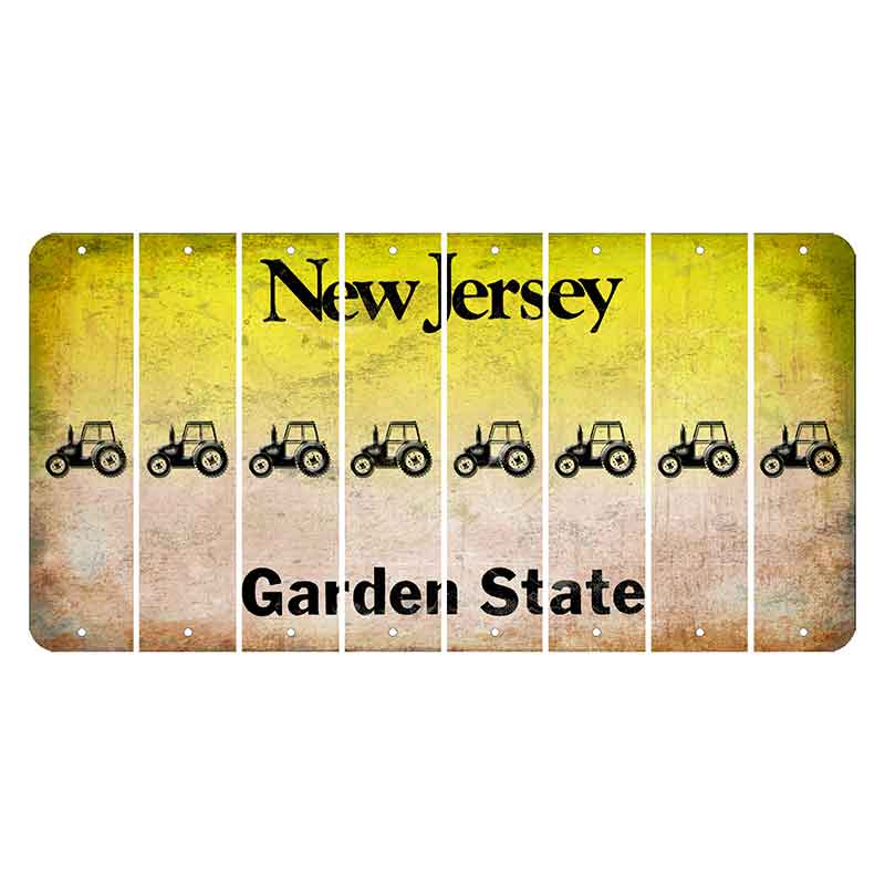 New Jersey Yellow Garden State Cut License Plate Strips (Set of 8) Tractor