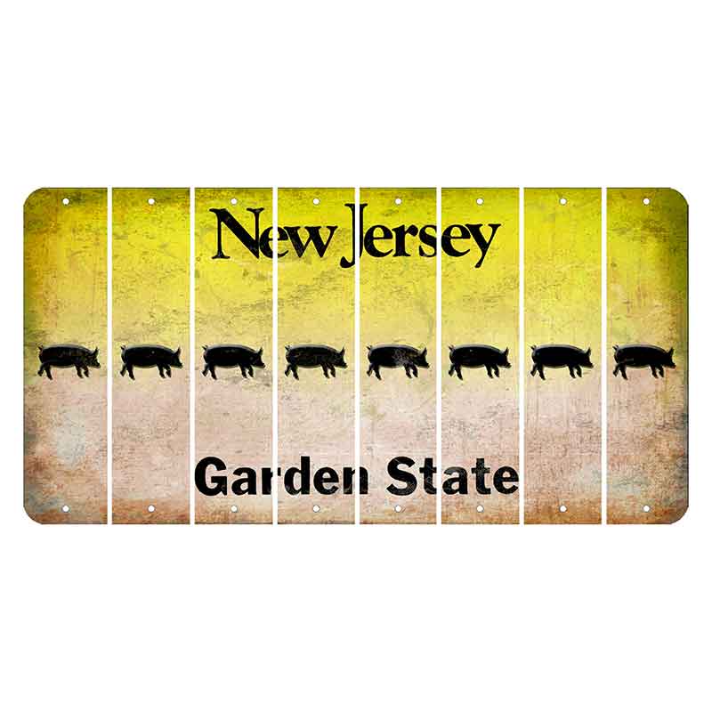 New Jersey Yellow Garden State Cut License Plate Strips (Set of 8) Pig