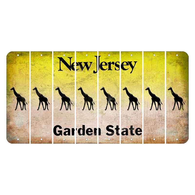 New Jersey Yellow Garden State Cut License Plate Strips (Set of 8) Giraffe