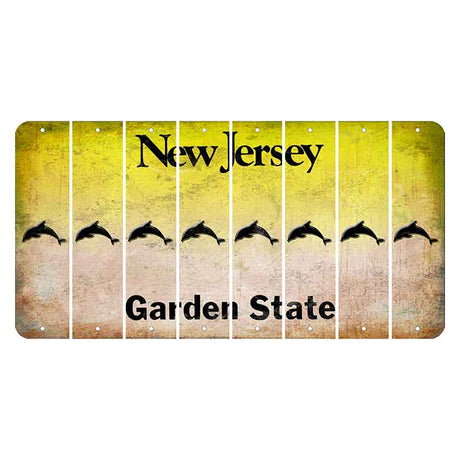 New Jersey Yellow Garden State Cut License Plate Strips (Set of 8) Dolphin