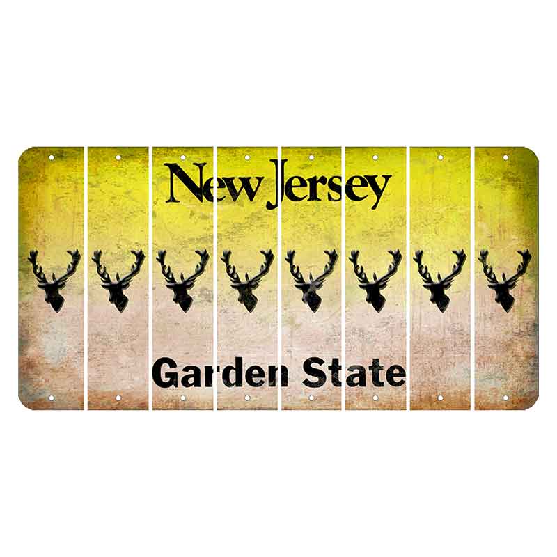 New Jersey Yellow Garden State Cut License Plate Strips (Set of 8) Elk