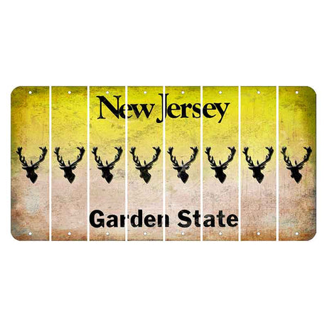 New Jersey Yellow Garden State Cut License Plate Strips (Set of 8) Elk