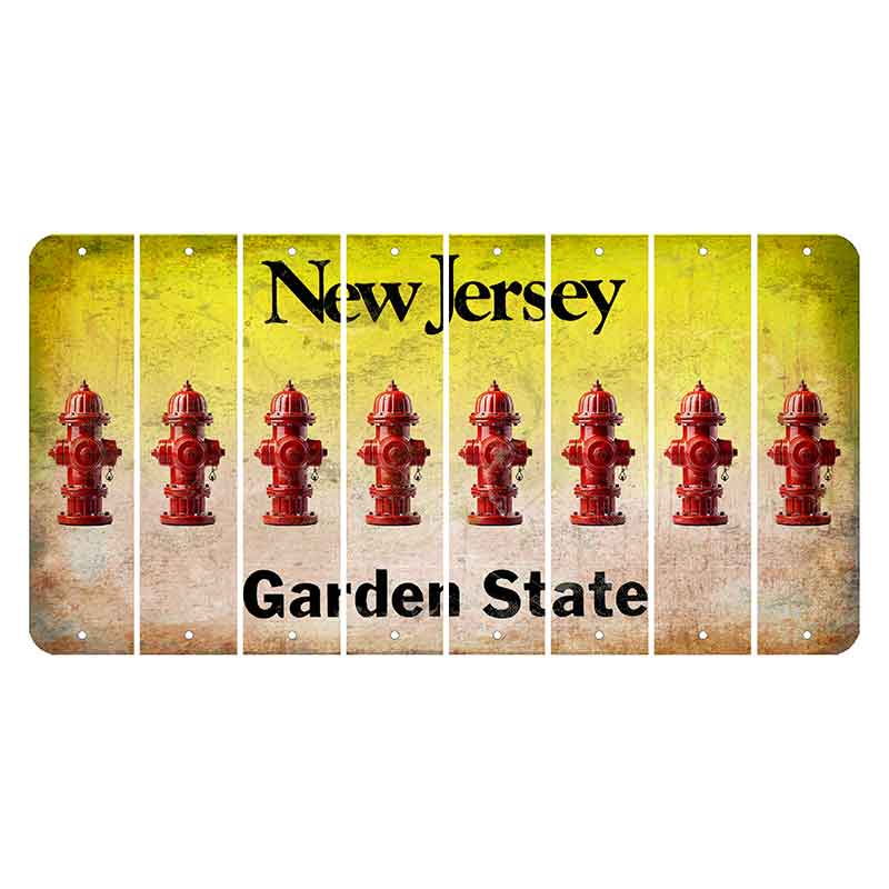 New Jersey Yellow Garden State Cut License Plate Strips (Set of 8) Fire Hydrant