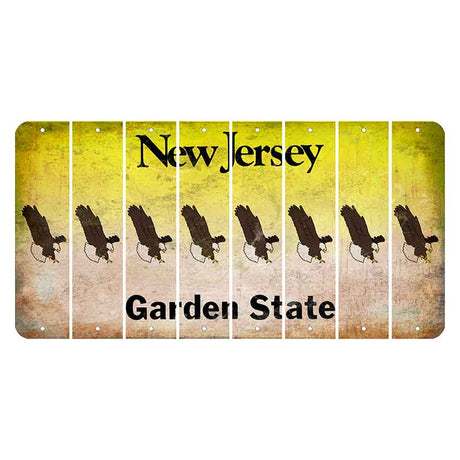 New Jersey Yellow Garden State Cut License Plate Strips (Set of 8) Bald Eagle