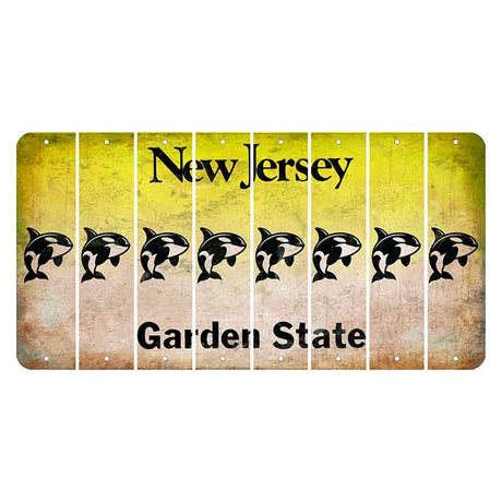 New Jersey Yellow Garden State Cut License Plate Strips (Set of 8) Whale