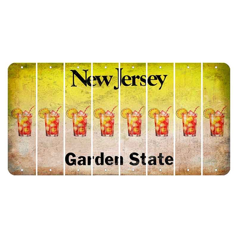 New Jersey Yellow Garden State Cut License Plate Strips (Set of 8) Cocktail