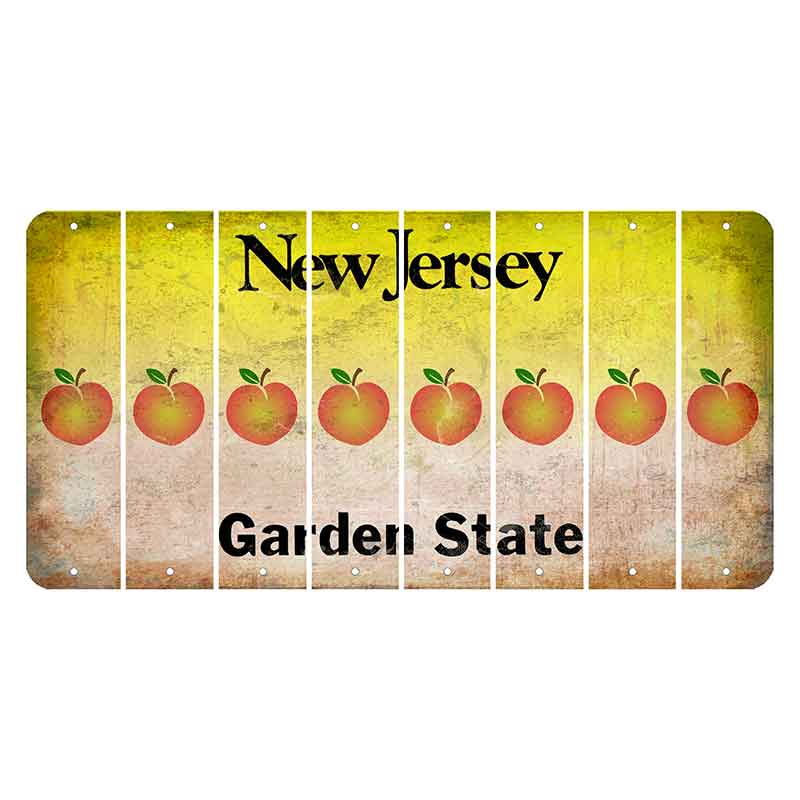 New Jersey Yellow Garden State Cut License Plate Strips (Set of 8) Peach