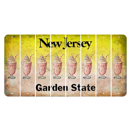 New Jersey Yellow Garden State Cut License Plate Strips (Set of 8) Milkshake