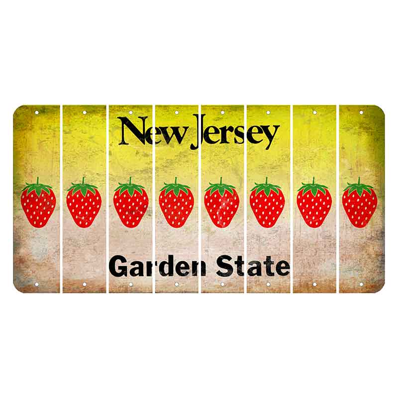 New Jersey Yellow Garden State Cut License Plate Strips (Set of 8) Strawberry