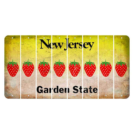 New Jersey Yellow Garden State Cut License Plate Strips (Set of 8) Strawberry