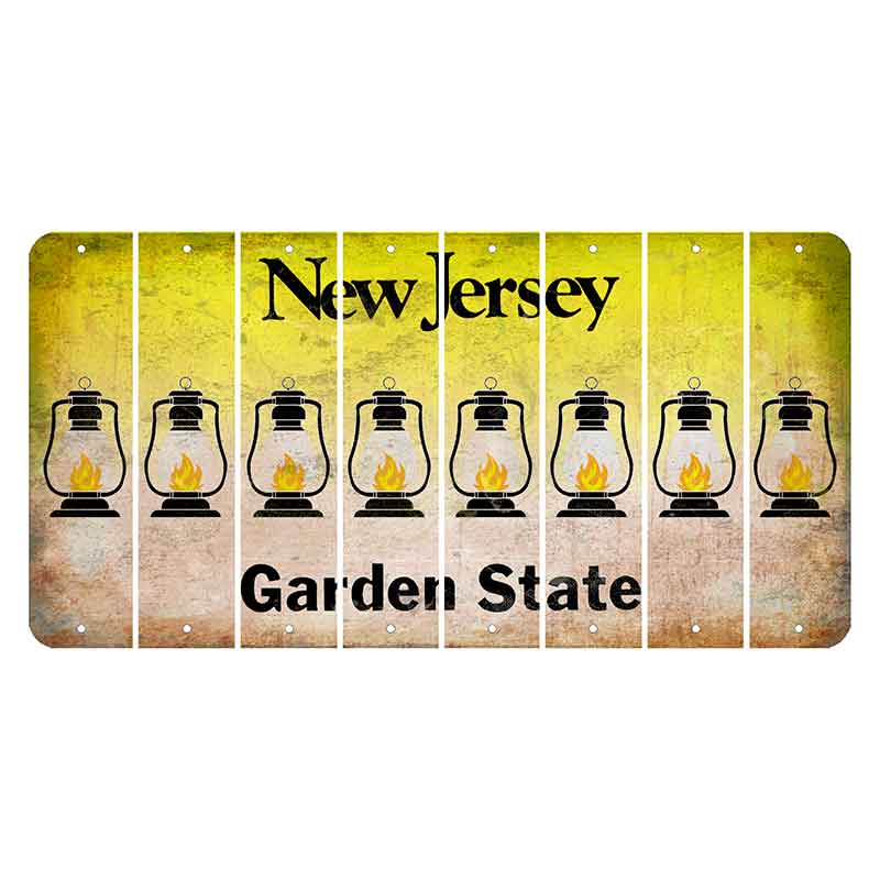 New Jersey Yellow Garden State Cut License Plate Strips (Set of 8) Lantern