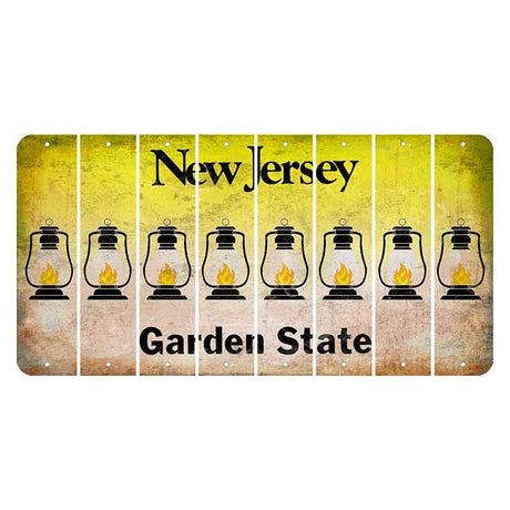 New Jersey Yellow Garden State Cut License Plate Strips (Set of 8) Lantern