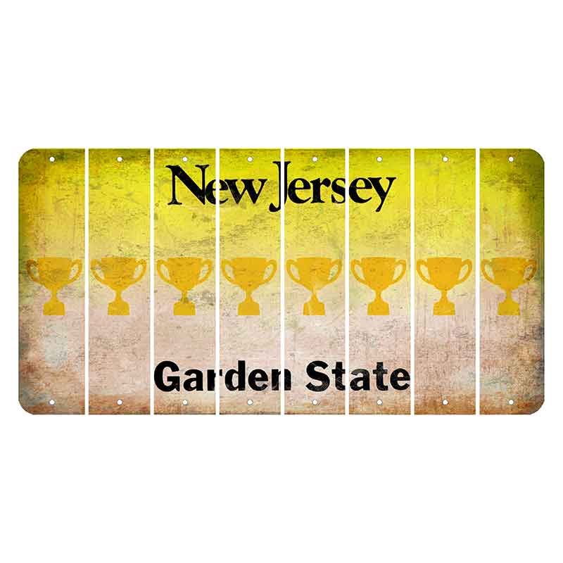 New Jersey Yellow Garden State Cut License Plate Strips (Set of 8) Trophy