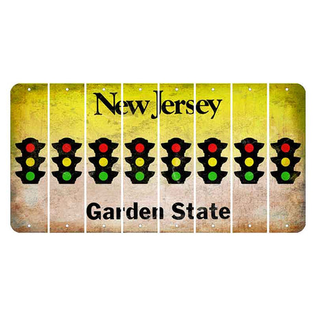 New Jersey Yellow Garden State Cut License Plate Strips (Set of 8) Traffic Light