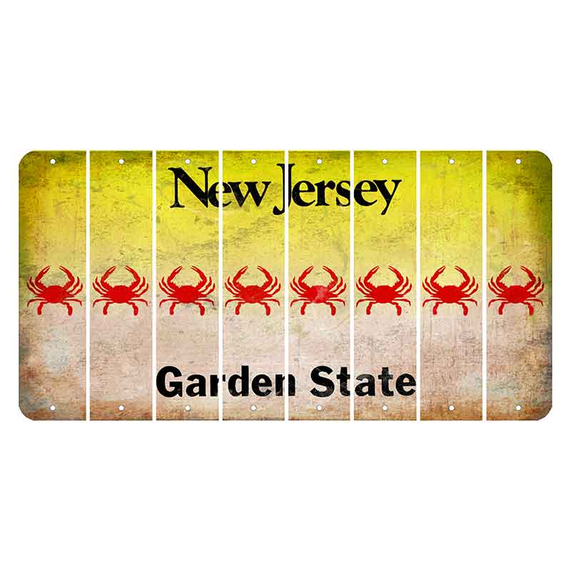 New Jersey Yellow Garden State Cut License Plate Strips (Set of 8) Crab