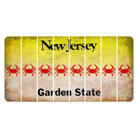 New Jersey Yellow Garden State Cut License Plate Strips (Set of 8) Crab