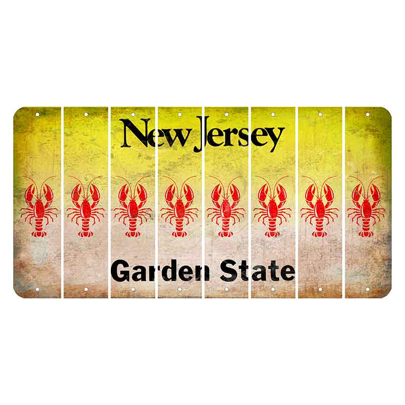 New Jersey Yellow Garden State Cut License Plate Strips (Set of 8) Lobster