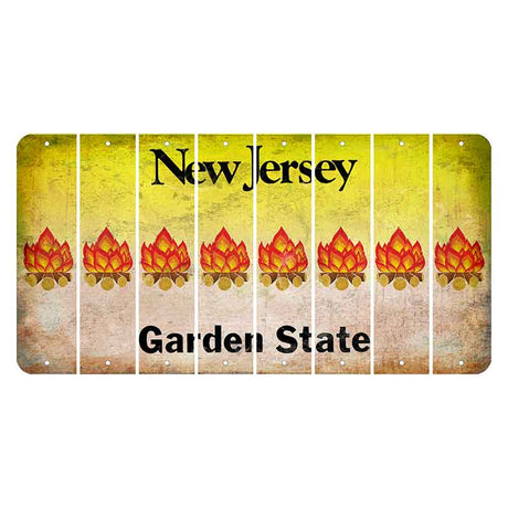 New Jersey Yellow Garden State Cut License Plate Strips (Set of 8) Campfire