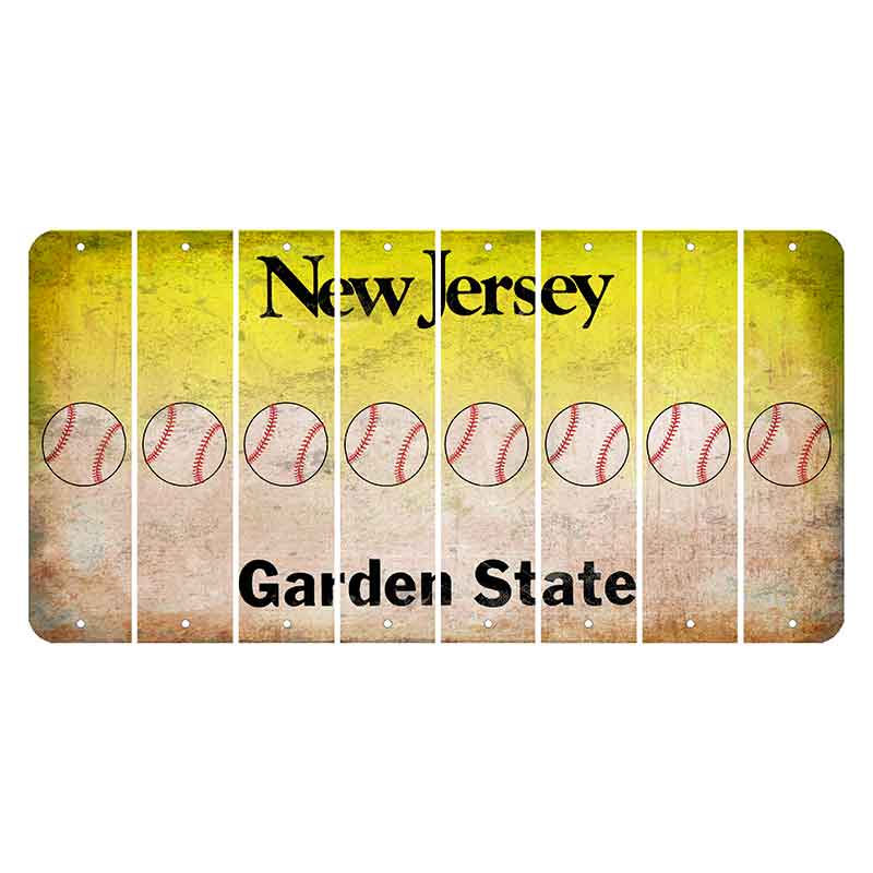 New Jersey Yellow Garden State Cut License Plate Strips (Set of 8) Baseball