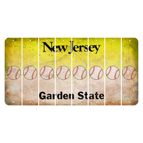 New Jersey Yellow Garden State Cut License Plate Strips (Set of 8) Baseball