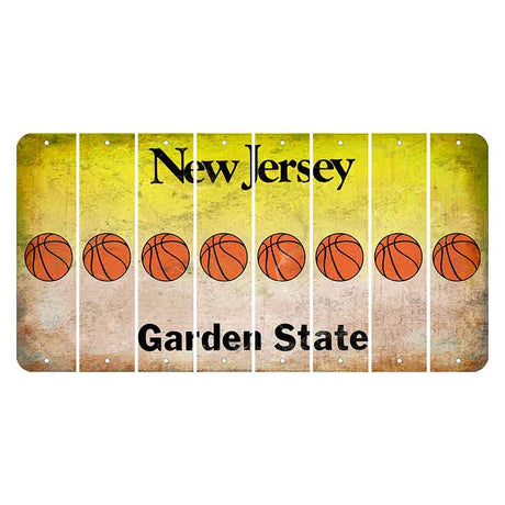 New Jersey Yellow Garden State Cut License Plate Strips (Set of 8) Basketball