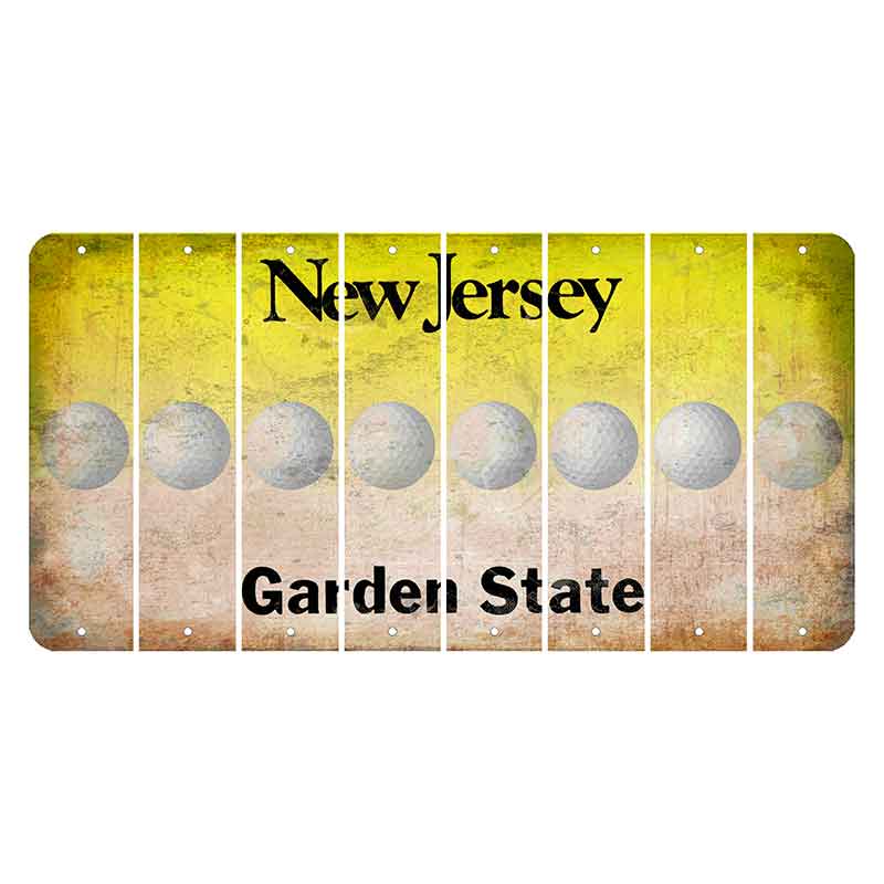 New Jersey Yellow Garden State Cut License Plate Strips (Set of 8) Golfball