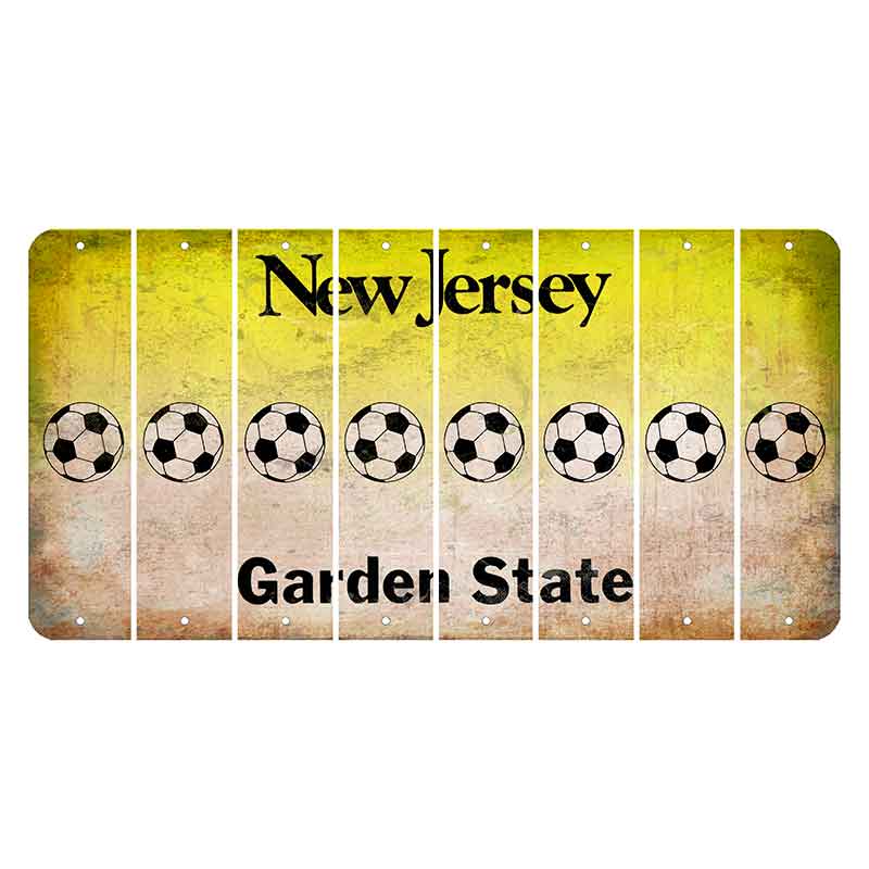 New Jersey Yellow Garden State Cut License Plate Strips (Set of 8) Soccerball