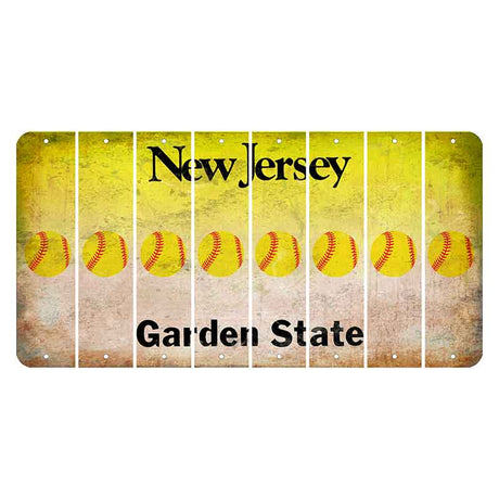 New Jersey Yellow Garden State Cut License Plate Strips (Set of 8) Softball